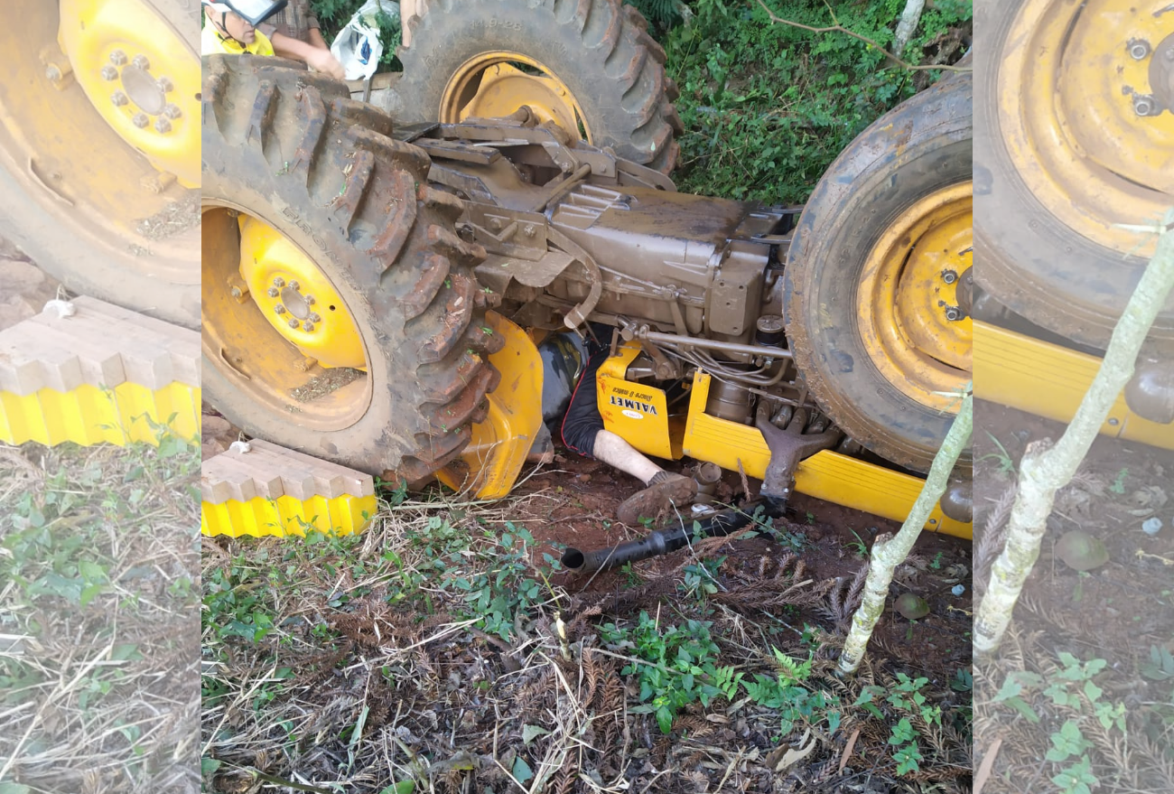 Acidente com trator: após uma hora de resgate, agricultor é socorrido