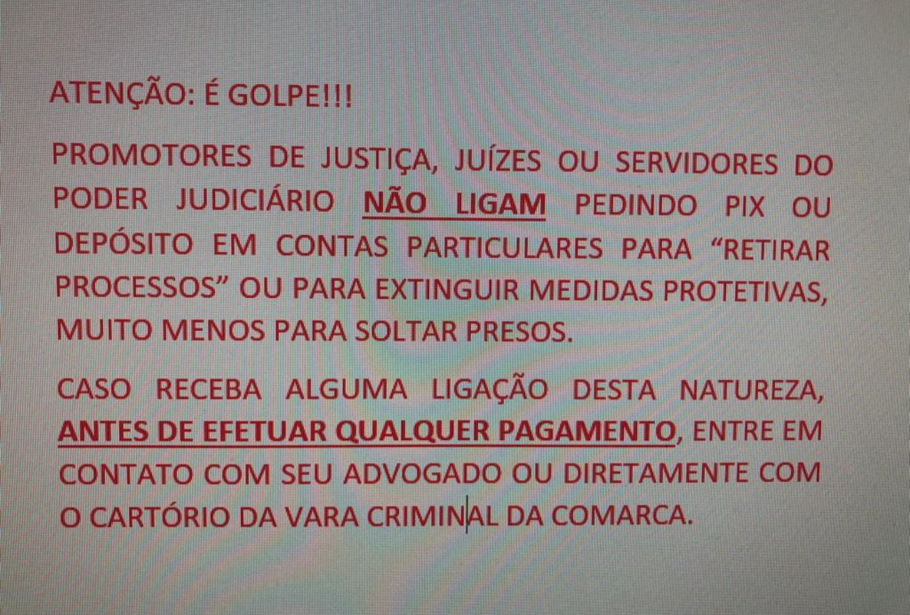 Polícia Civil alerta sobre golpe de transferências e PIX com servidores da justiça