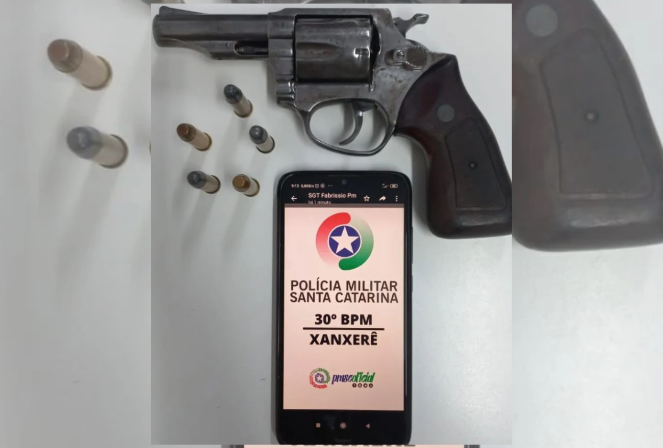 Após denúncia de violência contra mulher, arma de fogo é apreendida em residência de Xanxerê