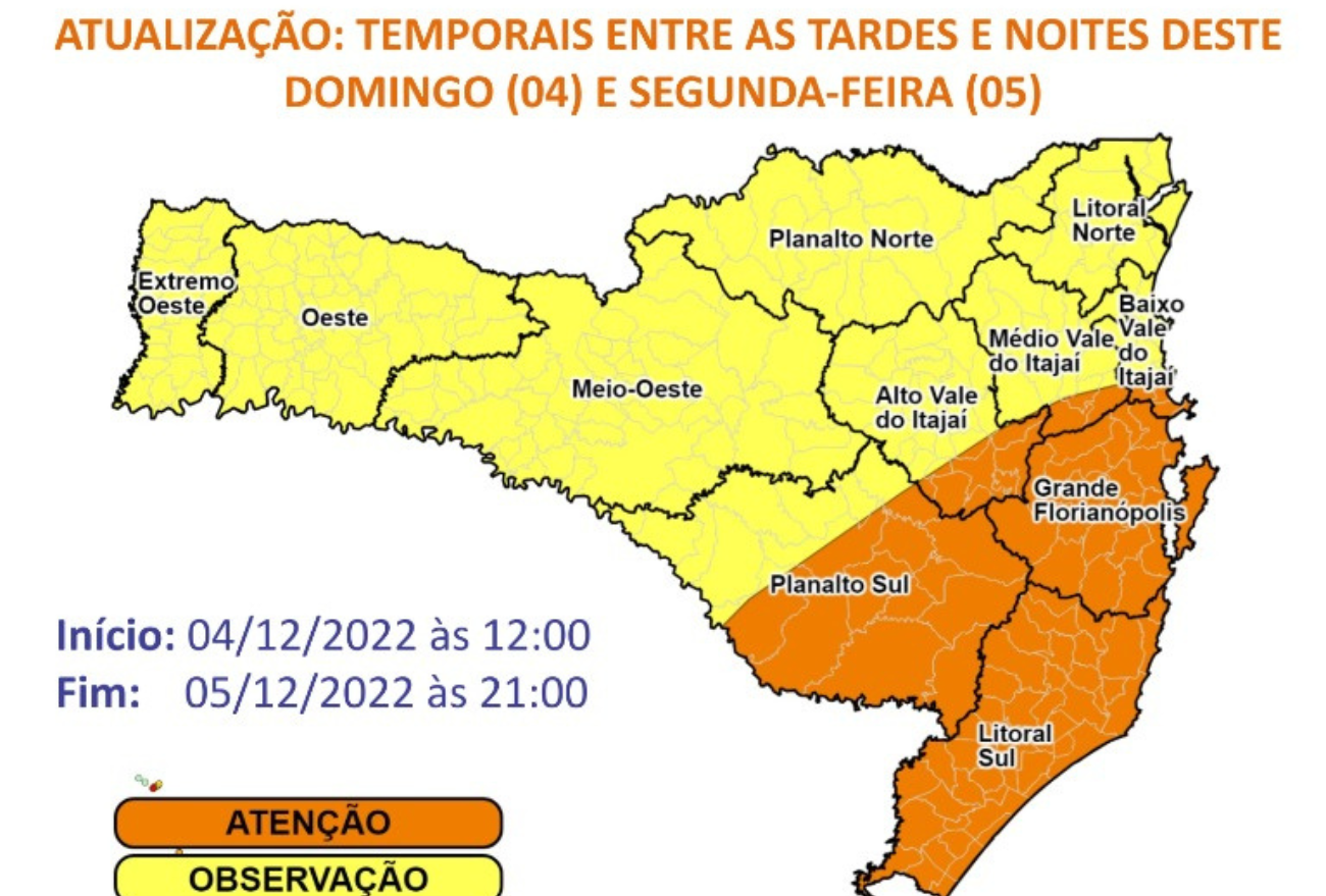 Defesa Civil alerta para temporais neste domingo (04)