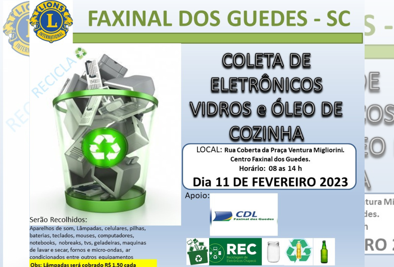 Lions Clube de Faxinal dos Guedes realiza campanha de coleta de lixo eletrônico