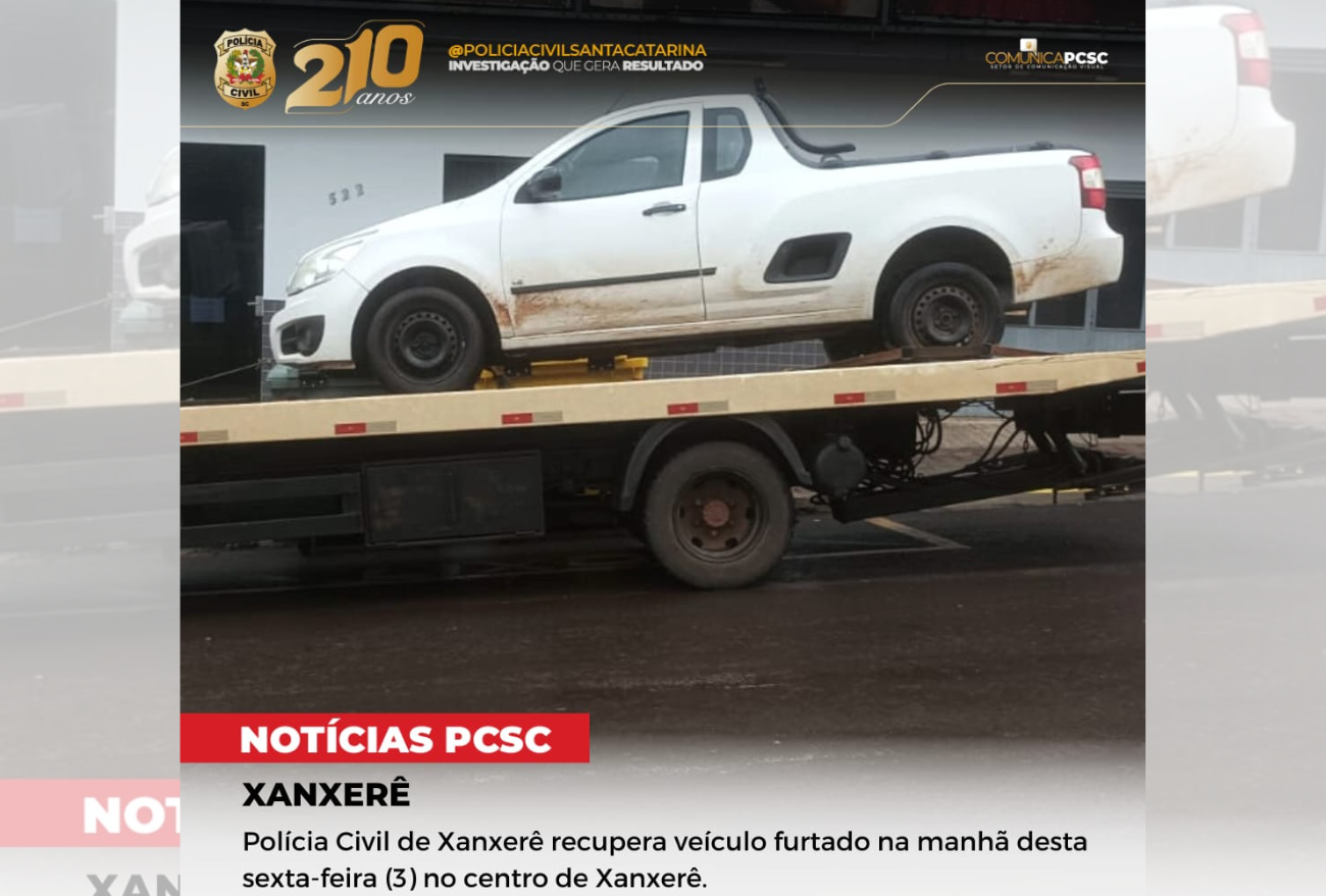 Polícia Civil de Vargeão e Ponte Serrada auxiliam na recuperação de veículo furtado