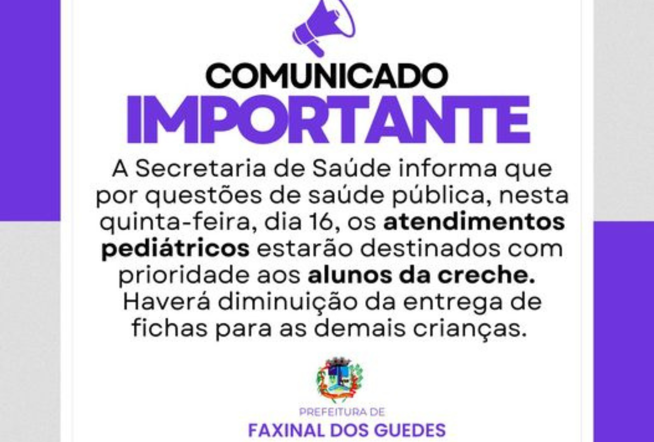 Prefeitura de Faxinal dos Guedes emite comunicado