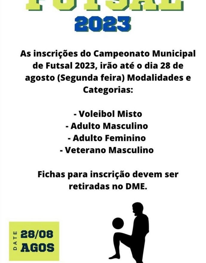 Inscrições para o Campeonato Municipal de Futsal em Ponte Serrada se encerram na próxima segunda-feira (28)