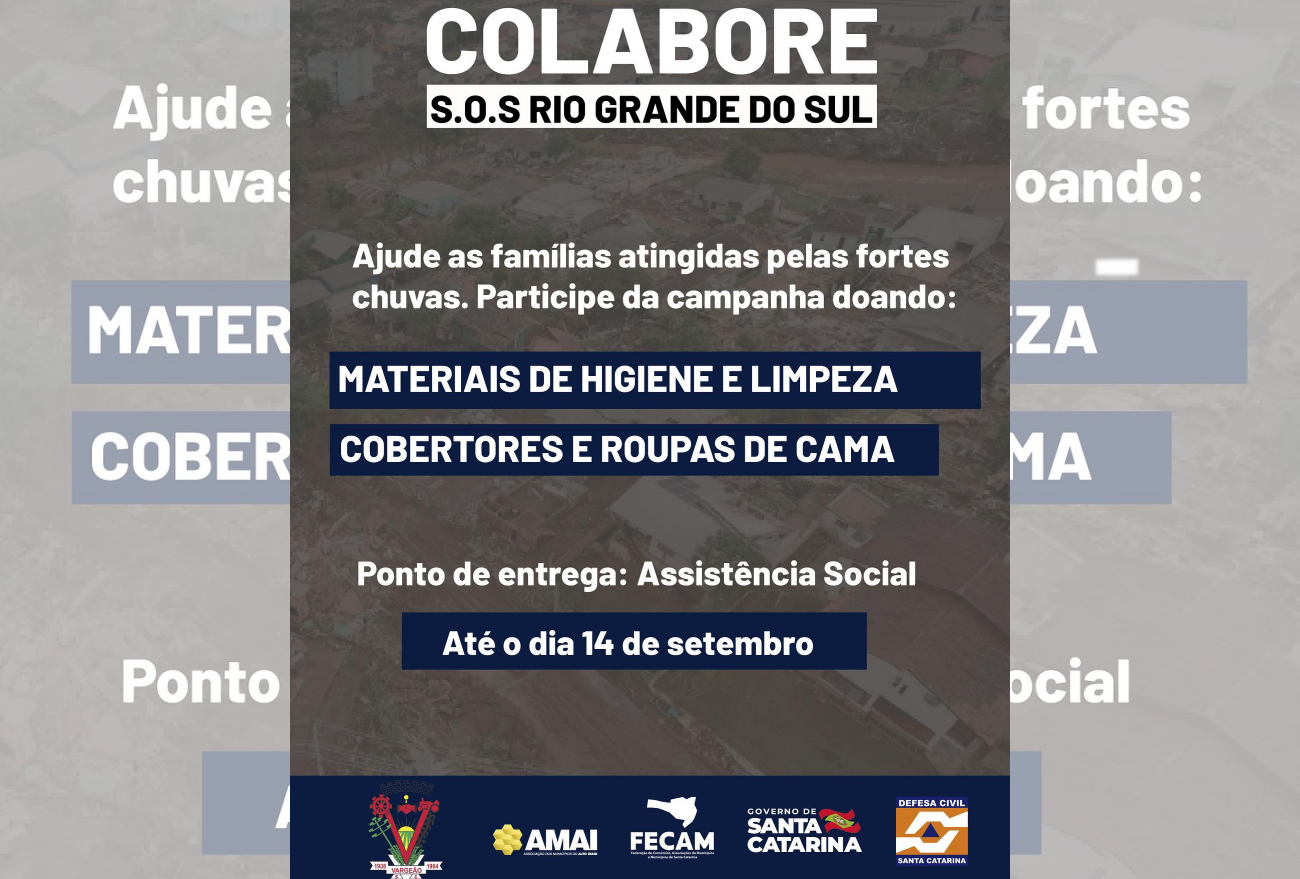 Vargeão participa de campanha de arrecadação junto a AMAI com Estado e FECAM