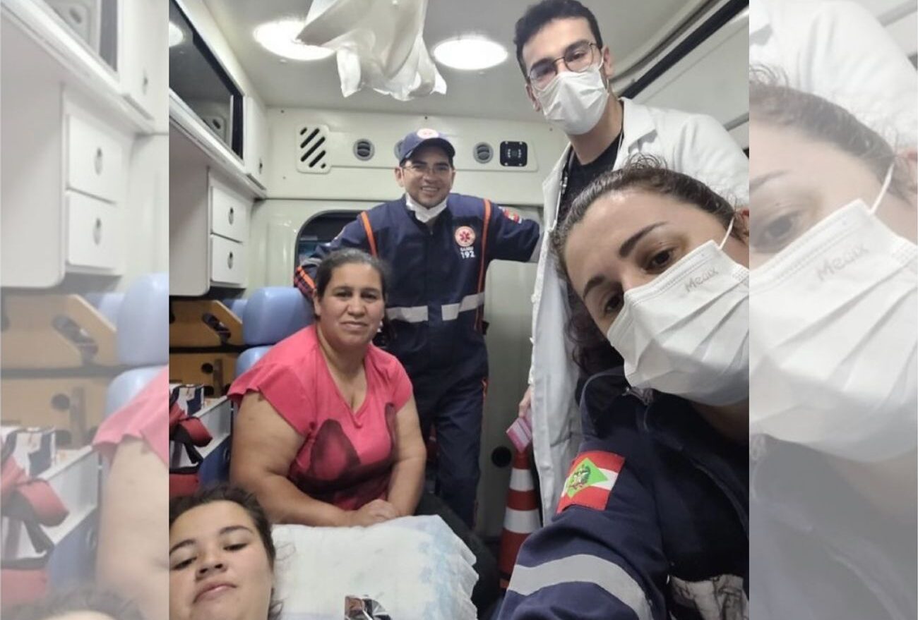 Parto inesperado na ambulância do SAMU durante transferência de Ponte Serrada a Xanxerê