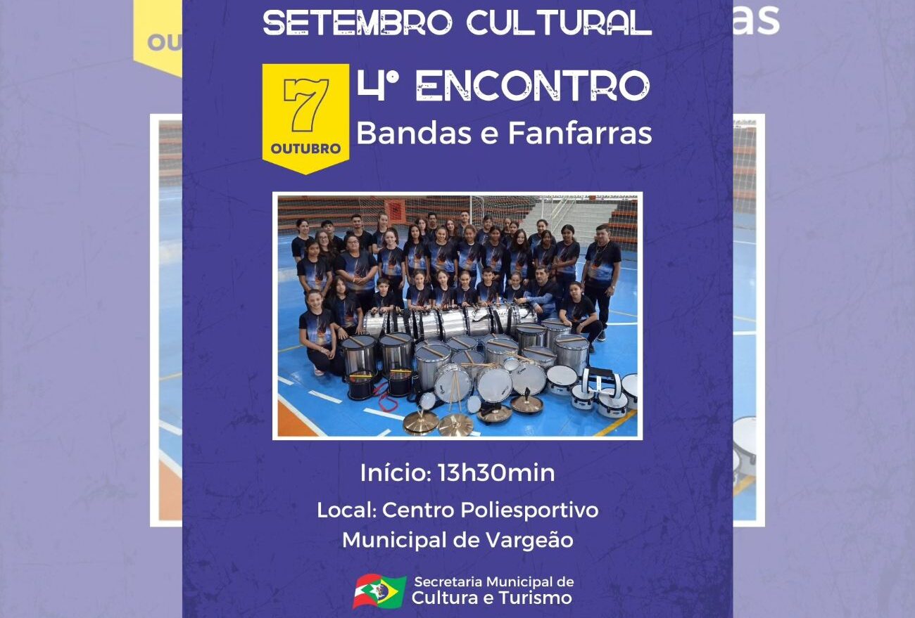 O 4° Encontro de Bandas e Fanfarras acontece neste sábado (07), em Vargeão